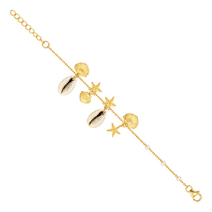 Golden Shore Dreams 925 Sterling Silver Statement Bracelet