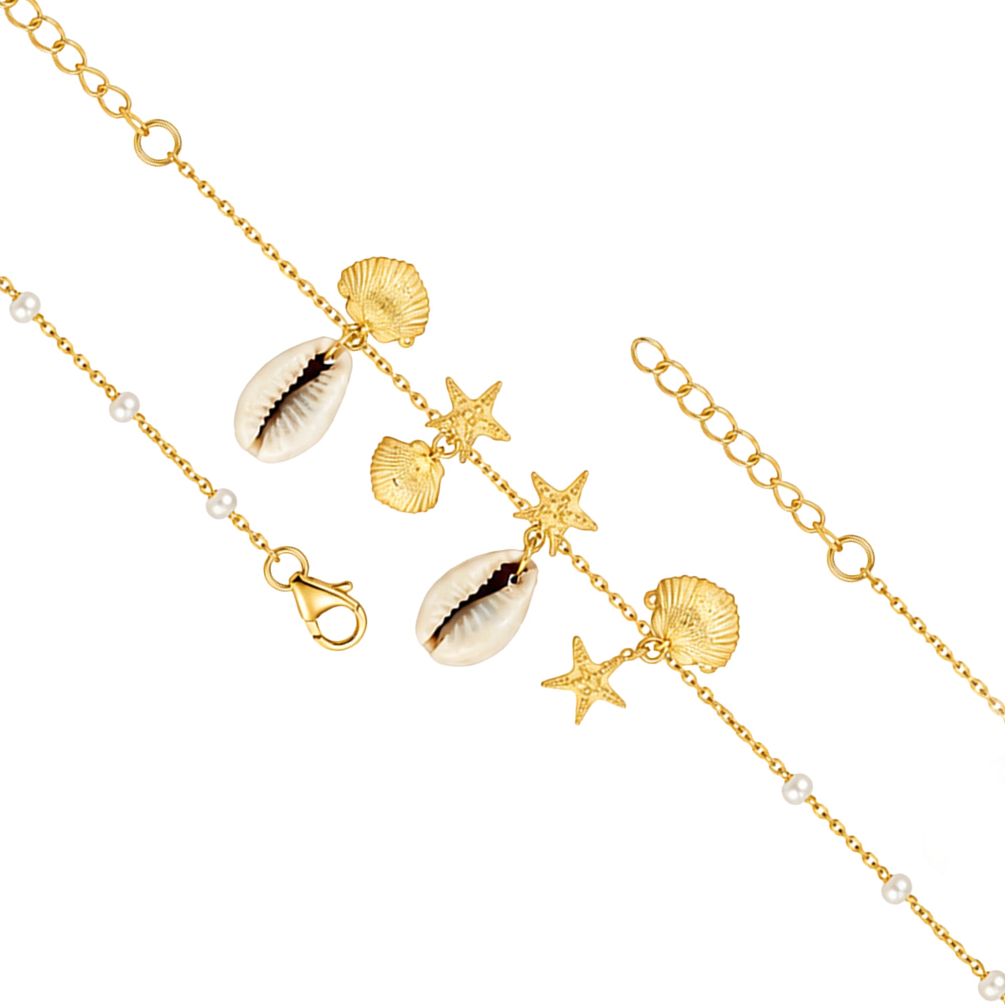 Golden Shore Dreams 925 Sterling Silver Statement Bracelet
