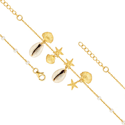 Golden Shore Dreams 925 Sterling Silver Statement Bracelet