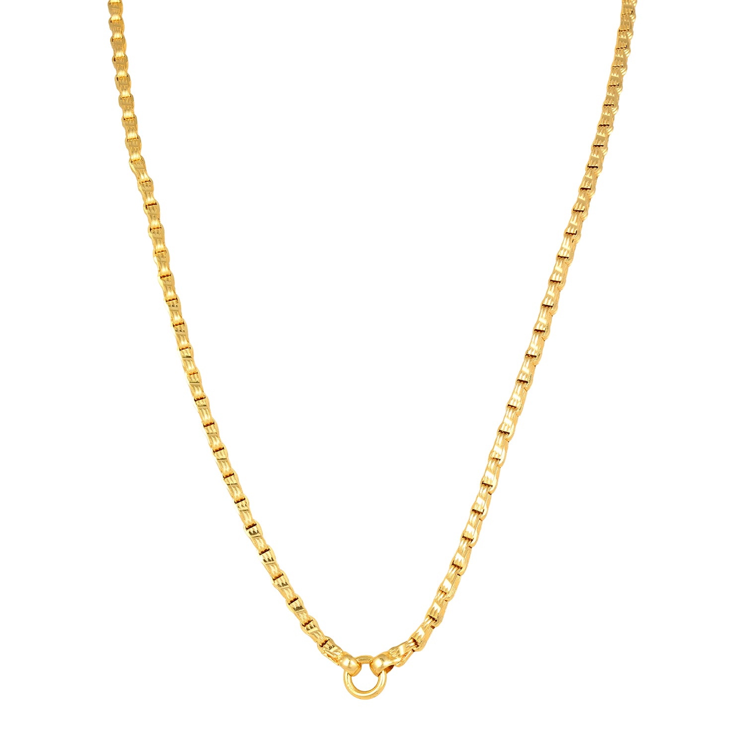 Golden Sleek Barrel Link Sparkle 925 Sterling Silver Chain for Women