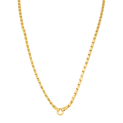 Golden Sleek Barrel Link Sparkle 925 Sterling Silver Chain for Women