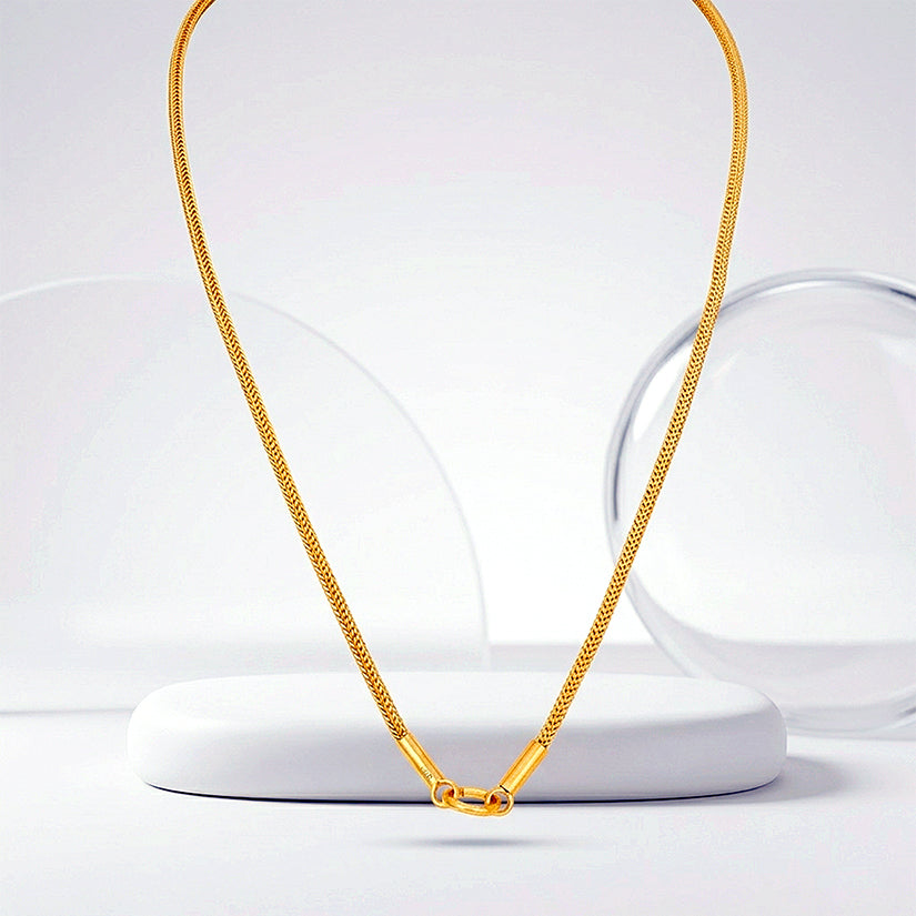 Golden Sleek Wheat Link Shine 925 Sterling Silver Thali Chain for Women