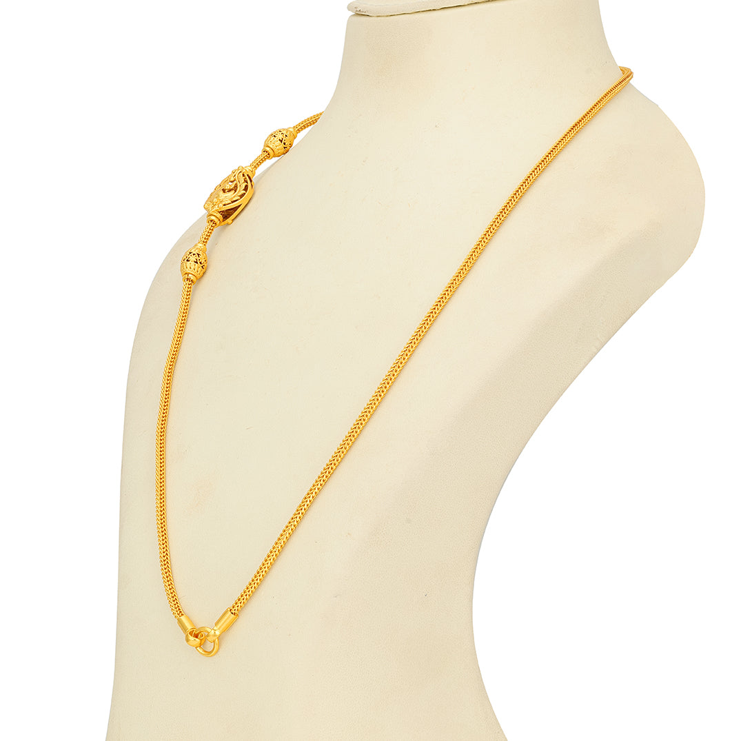 Golden South Indian Mugappu Carved 925 Sterling Silver Thali Chain for Women