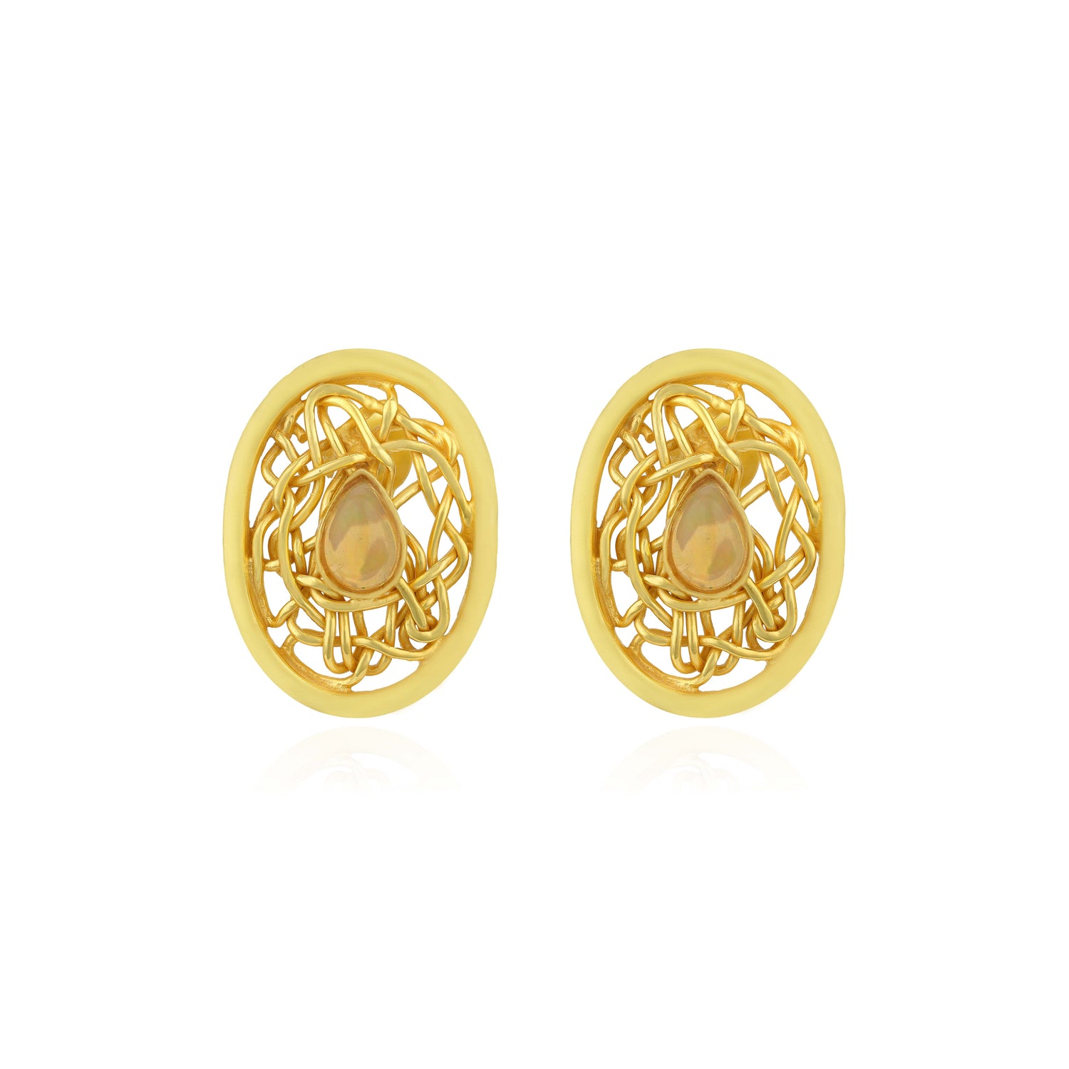 Golden Spiral Halo 925 Sterling Silver Earring