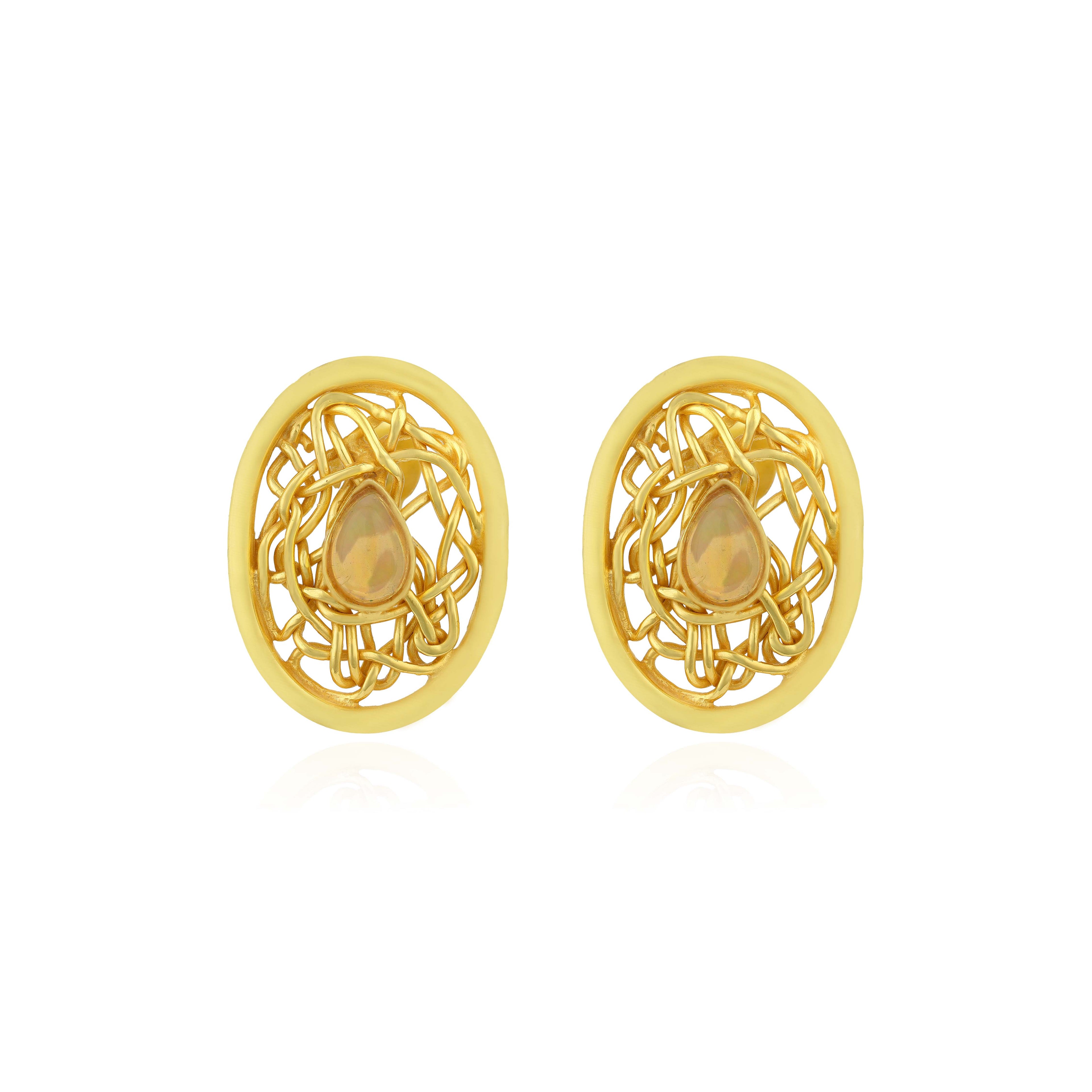 Golden Spiral Halo 925 Sterling Silver Earring