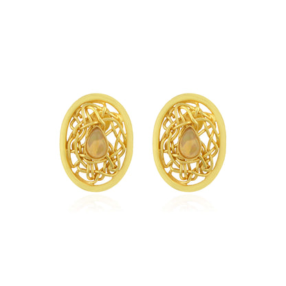 Golden Spiral Halo 925 Sterling Silver Earring