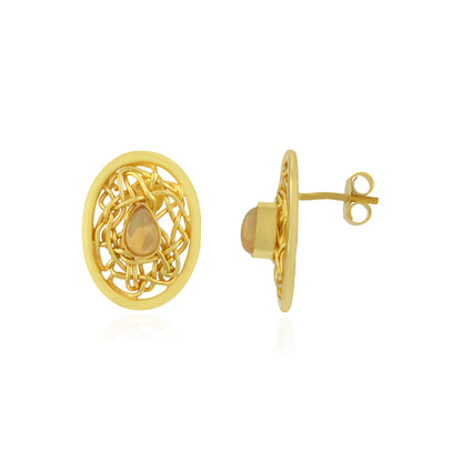 Golden Spiral Halo 925 Sterling Silver Earring