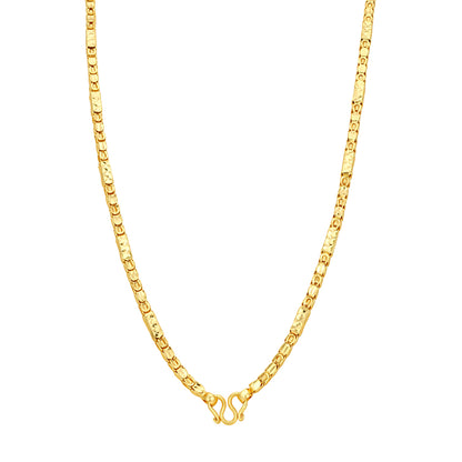 Golden Square Link Texture 925 Sterling Silver Chain for Women