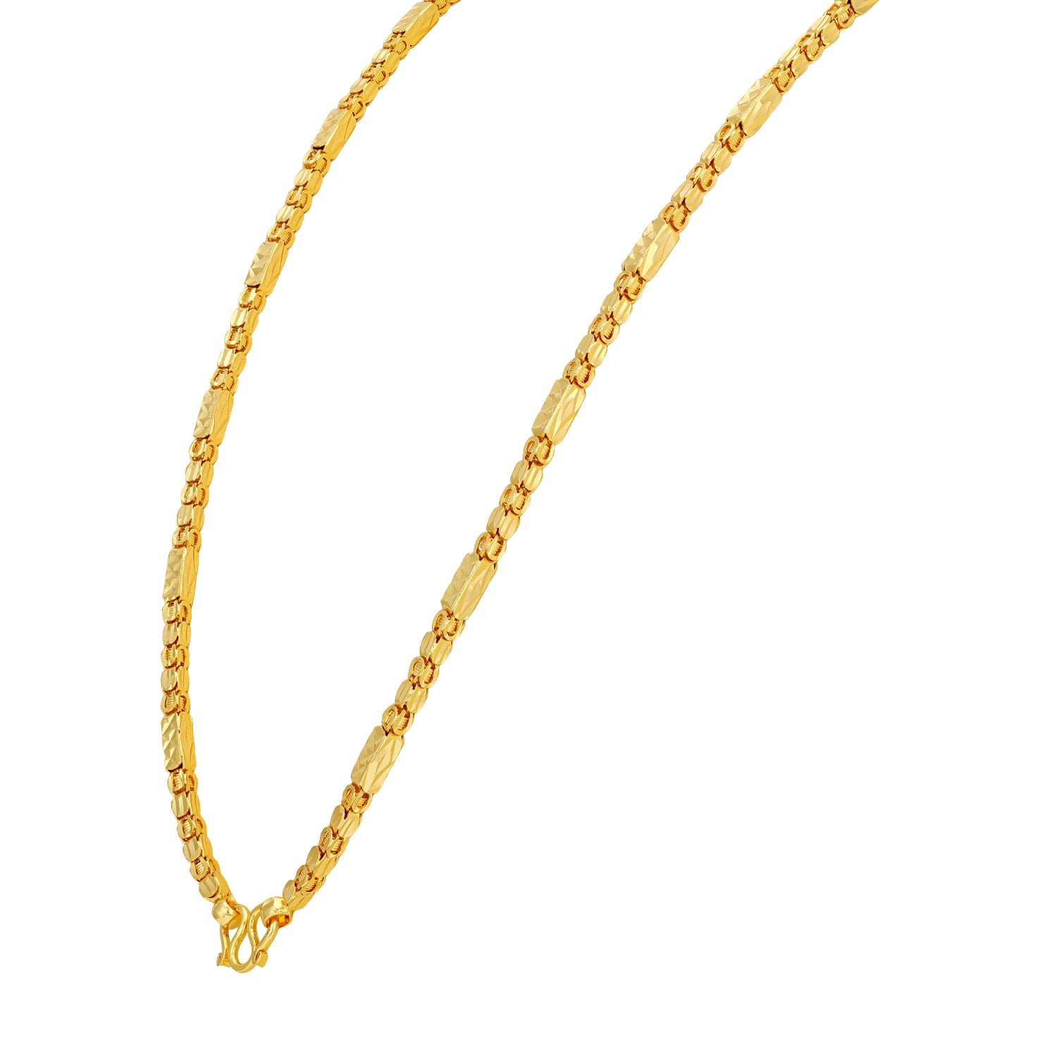 Golden Square Link Texture 925 Sterling Silver Chain for Women