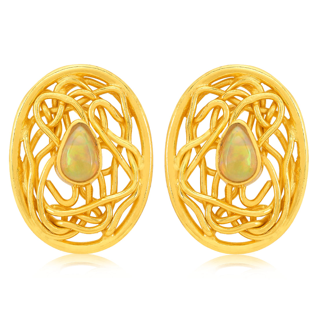 Golden Swirl Nest Silver Earring