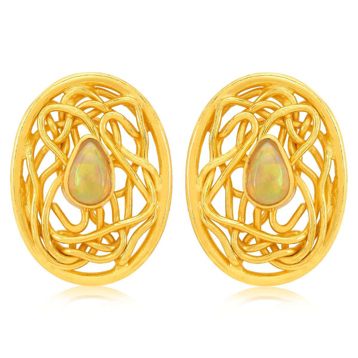 Golden Swirl Nest Silver Earring