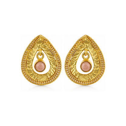 Golden Teardrop Charm 925 Sterling Silver Earrings