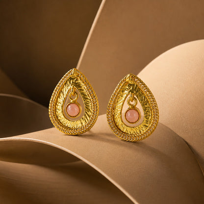 Golden Teardrop Charm 925 Sterling Silver Earrings