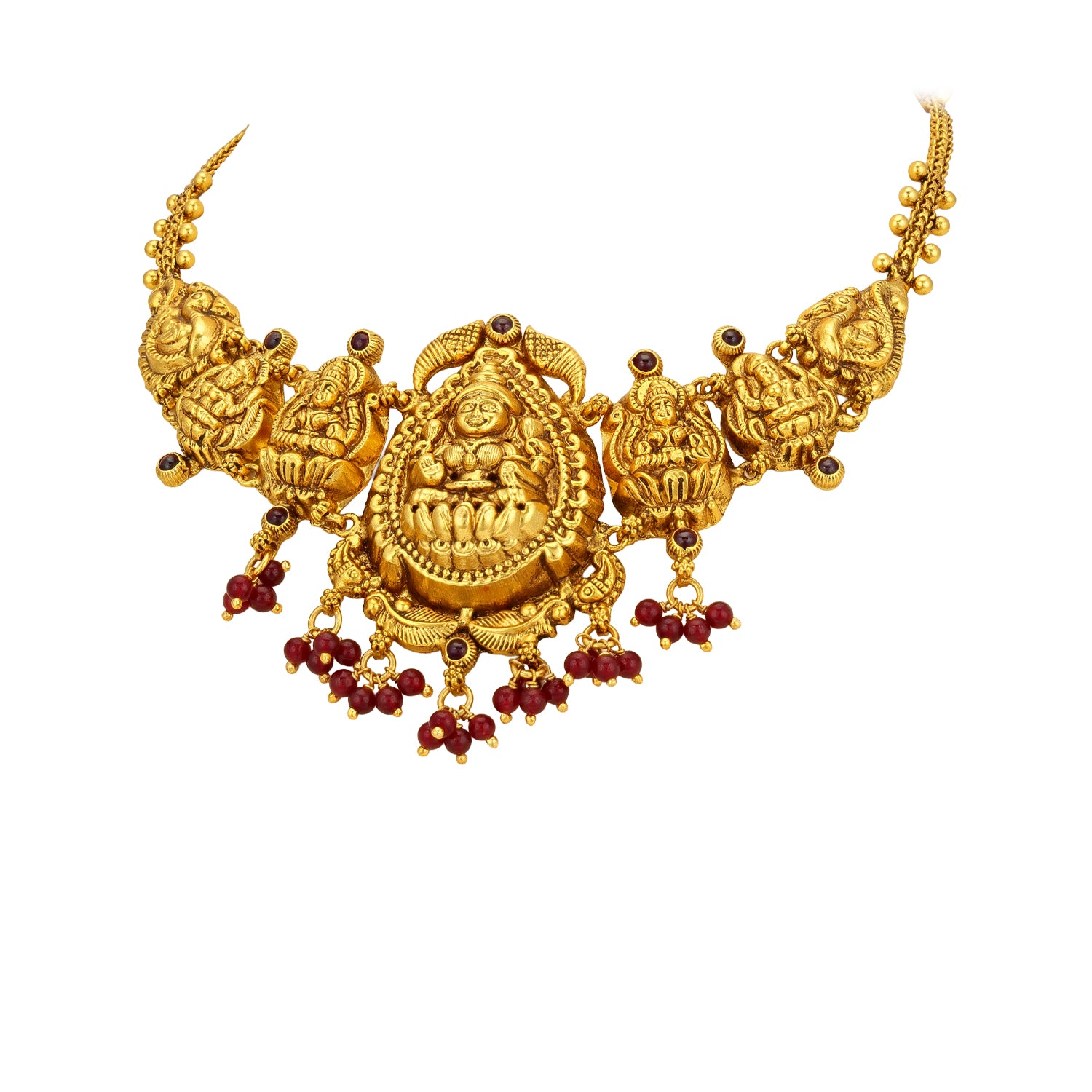 Golden Temple Lakshmi Peacock Motif 925 Sterling Silver 925 Sterling Silver Bead Drop Necklace for Women