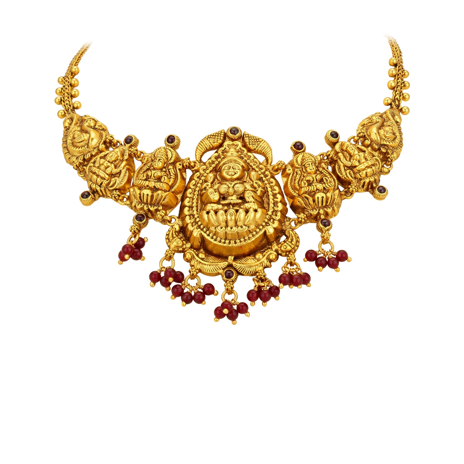 Golden Temple Lakshmi Peacock Motif 925 Sterling Silver 925 Sterling Silver Bead Drop Necklace for Women