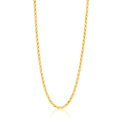 Golden Textured Barrel Bead Link Chain 925 Sterling Silver Chain for Men