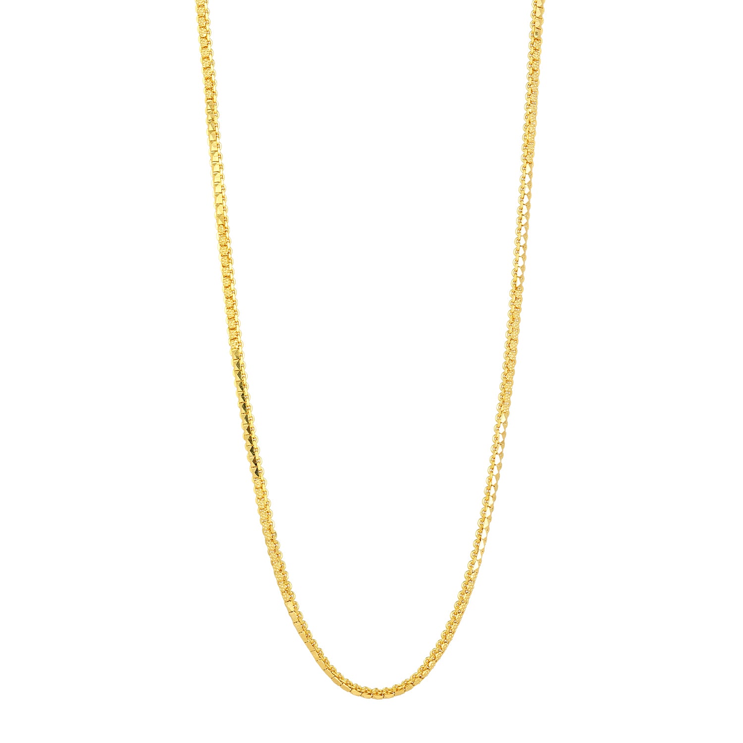 Golden Textured Box Pattern 925 Sterling Silver Chain for Women