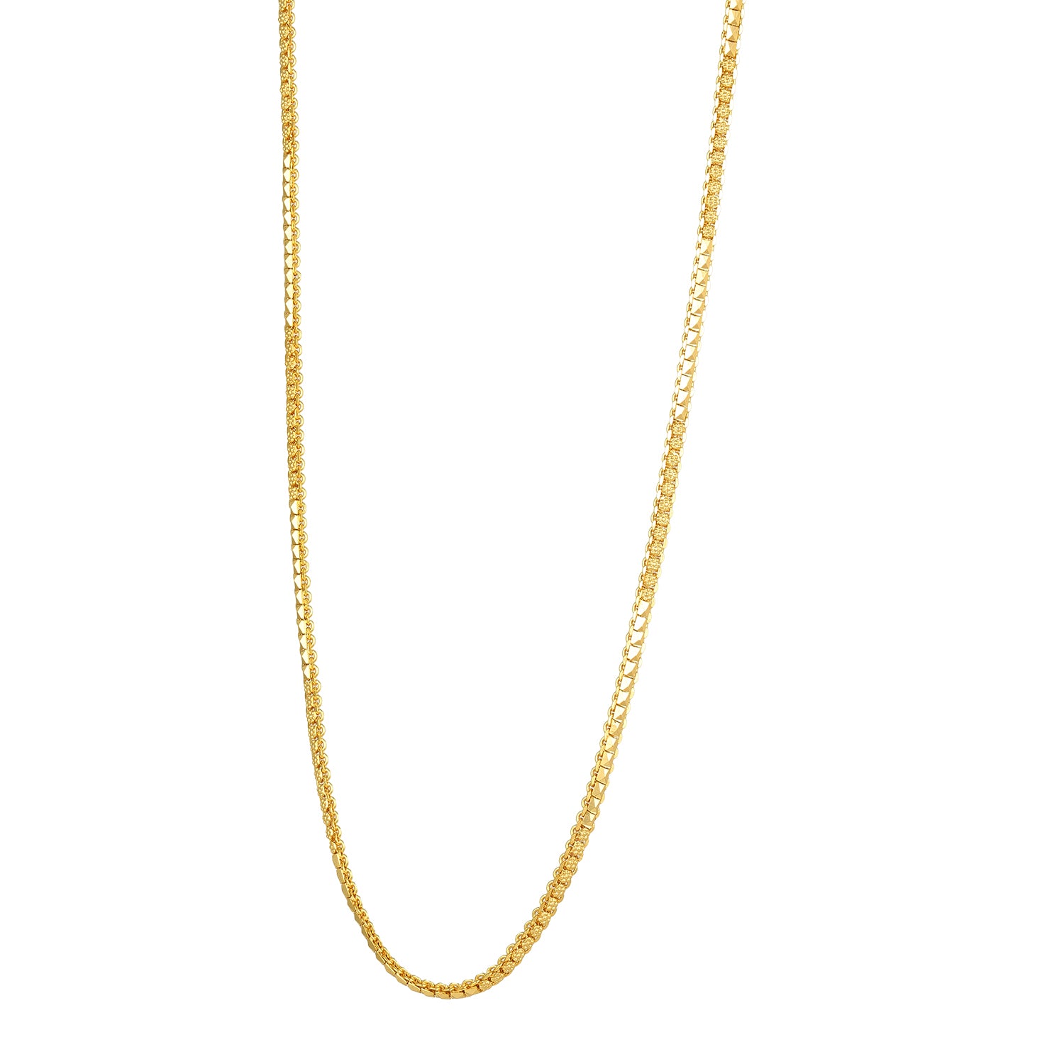 Golden Textured Box Pattern 925 Sterling Silver Chain for Women
