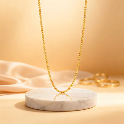Golden Urban Twist Link 925 Sterling Silver Chain for Women
