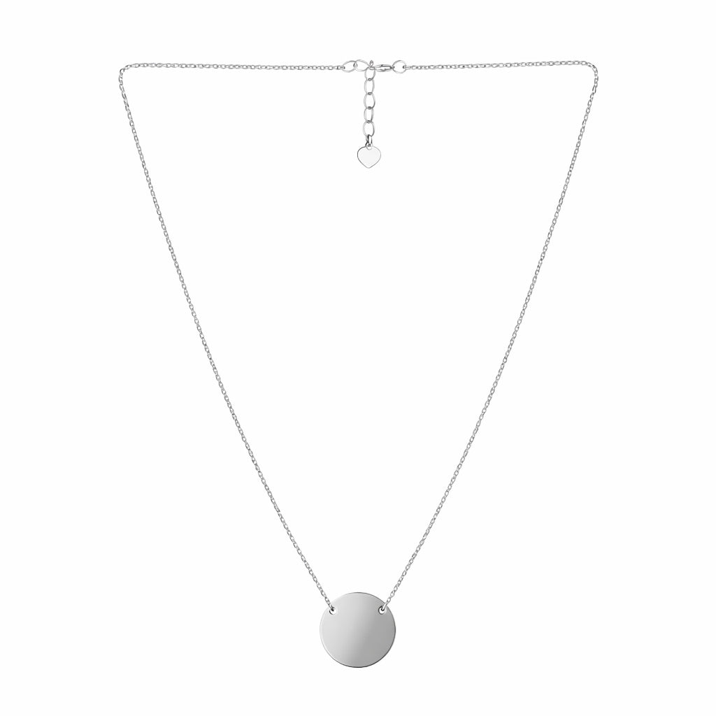 Graceful Classic Disc 925 Sterling Silver Chain Pendant