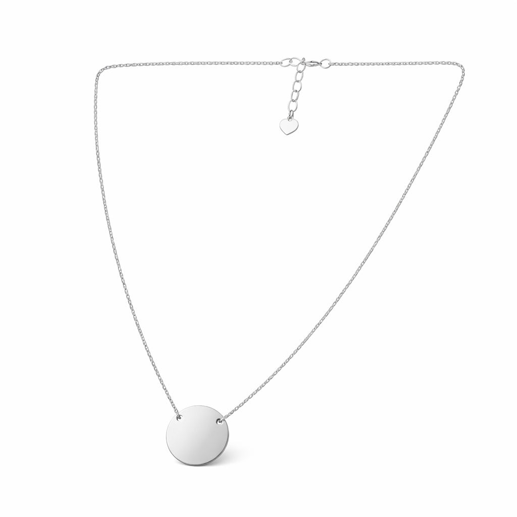 Graceful Classic Disc 925 Sterling Silver Chain Pendant