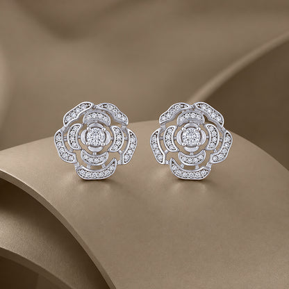 Graceful Cubic Zircon 925 Sterling Silver Flower Stud for Women