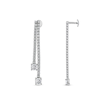 Graceful Linear Sparkle 925 Sterling Silver Earrings for Women