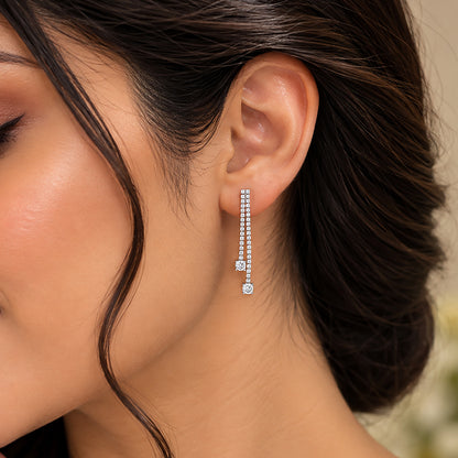Graceful Linear Sparkle 925 Sterling Silver Earrings for Women
