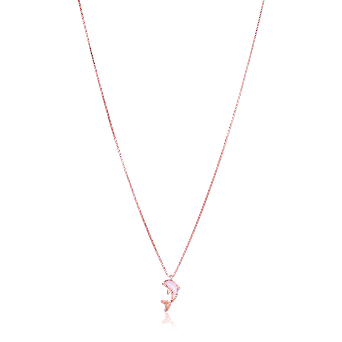 Graceful 925 Sterling Silver Rose Gold Dolphin Chain Pendant for Women