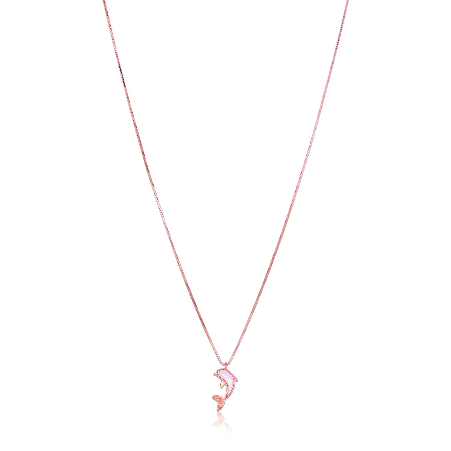 Graceful 925 Sterling Silver Rose Gold Dolphin Chain Pendant for Women