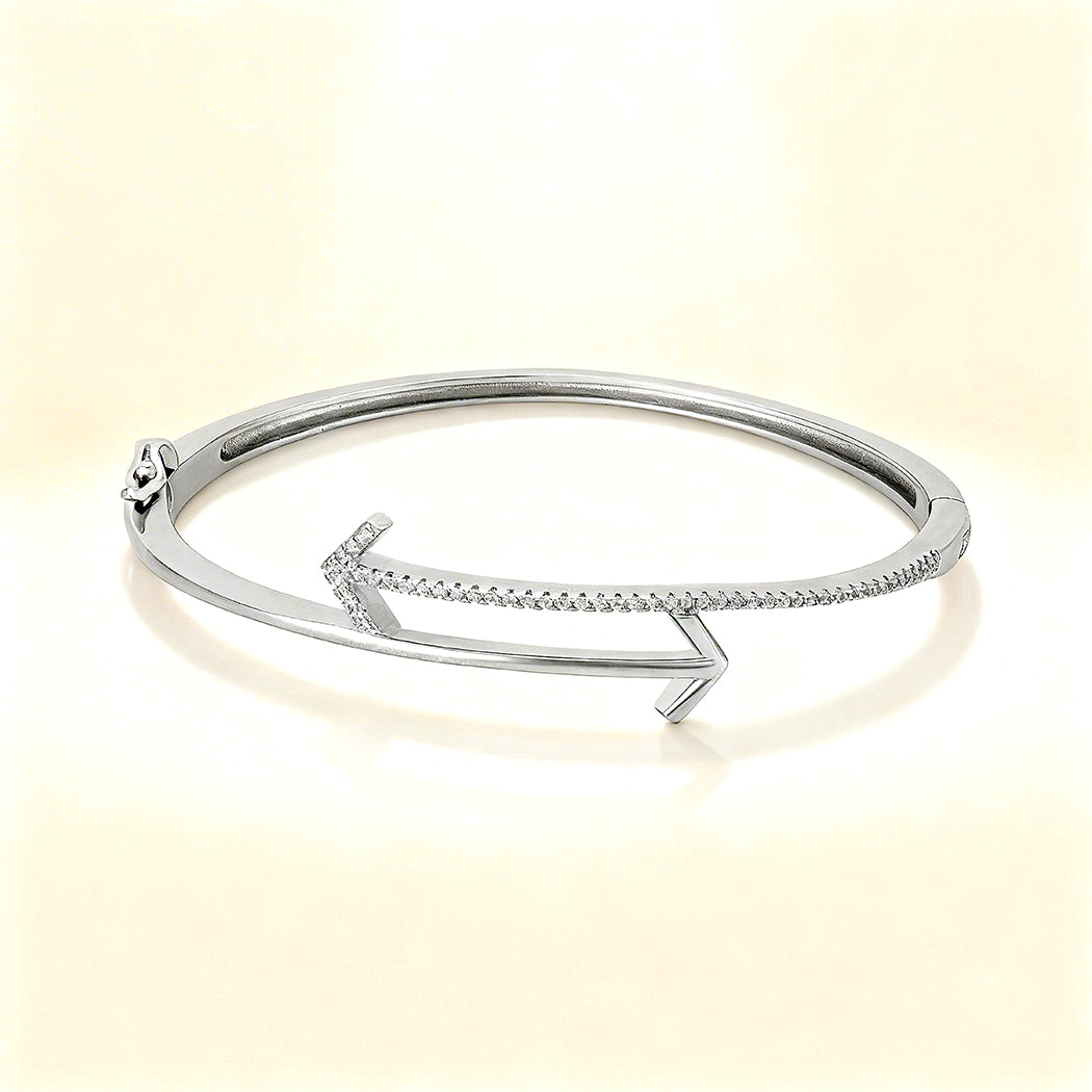 Graceful Arrow Accent 925 Sterling Silver Kada for Women