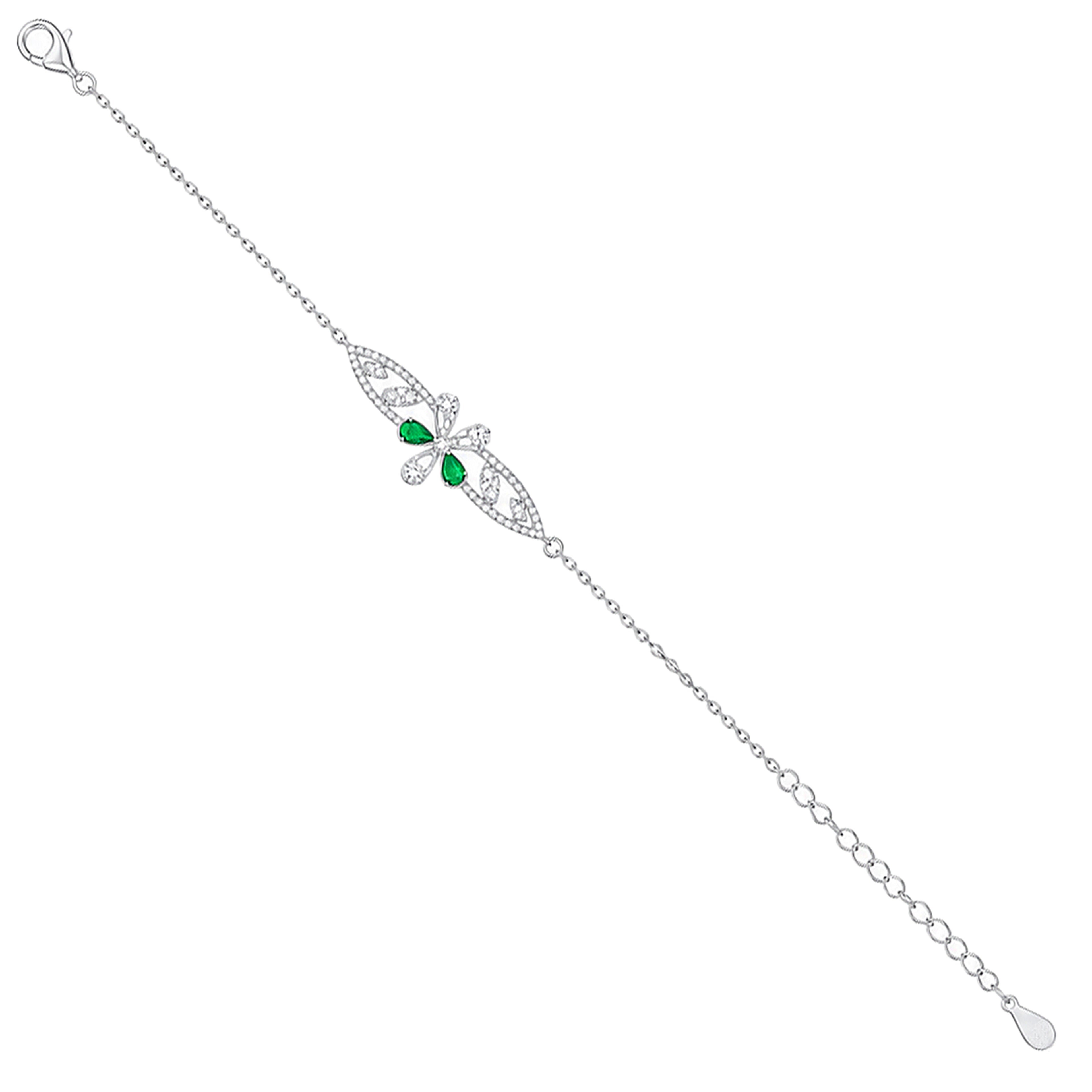 Graceful Butterfly Accent 925 Sterling Silver Bracelet for Women
