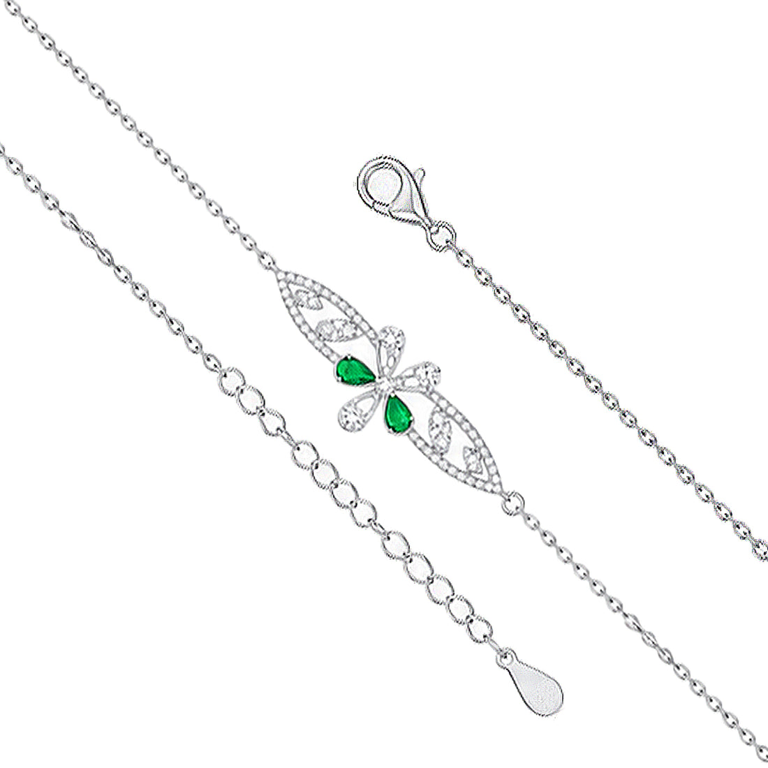 Graceful Butterfly Accent 925 Sterling Silver Bracelet for Women