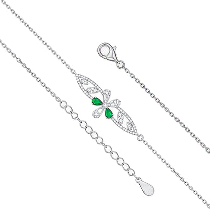 Graceful Butterfly Accent 925 Sterling Silver Bracelet for Women