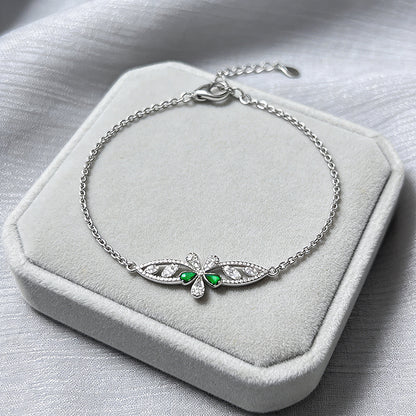 Graceful Butterfly Accent 925 Sterling Silver Bracelet for Women