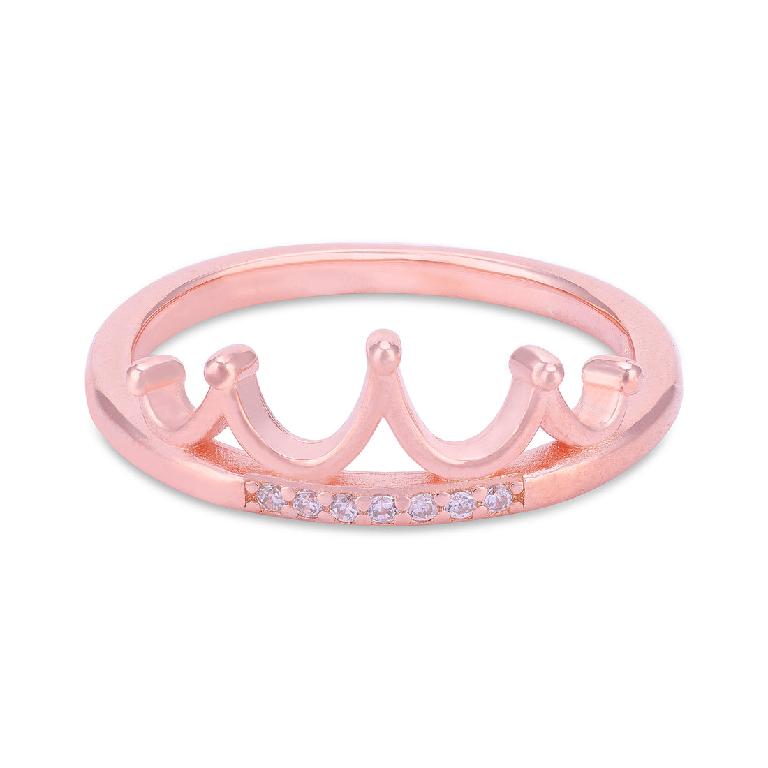 Graceful Crown Accent Rose Gold 925 Sterling Silver Ring for Women