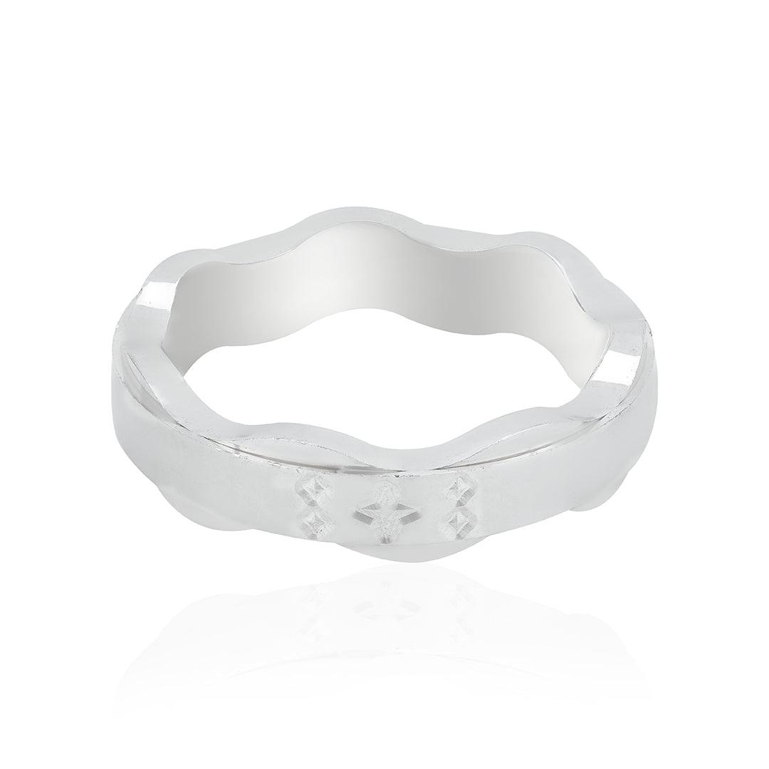 Graceful Flowing Wave 925 Sterling Silver Ring for Women