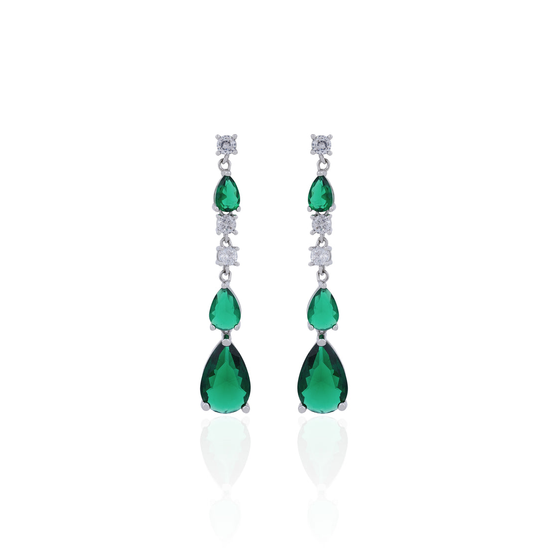 Graceful Green Teardrop Flow 925 Sterling Silver Earring for Women
