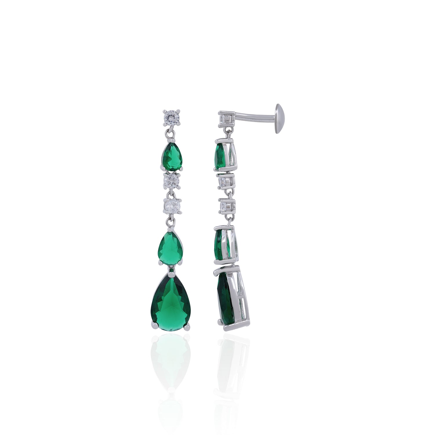 Graceful Green Teardrop Flow 925 Sterling Silver Earring for Women