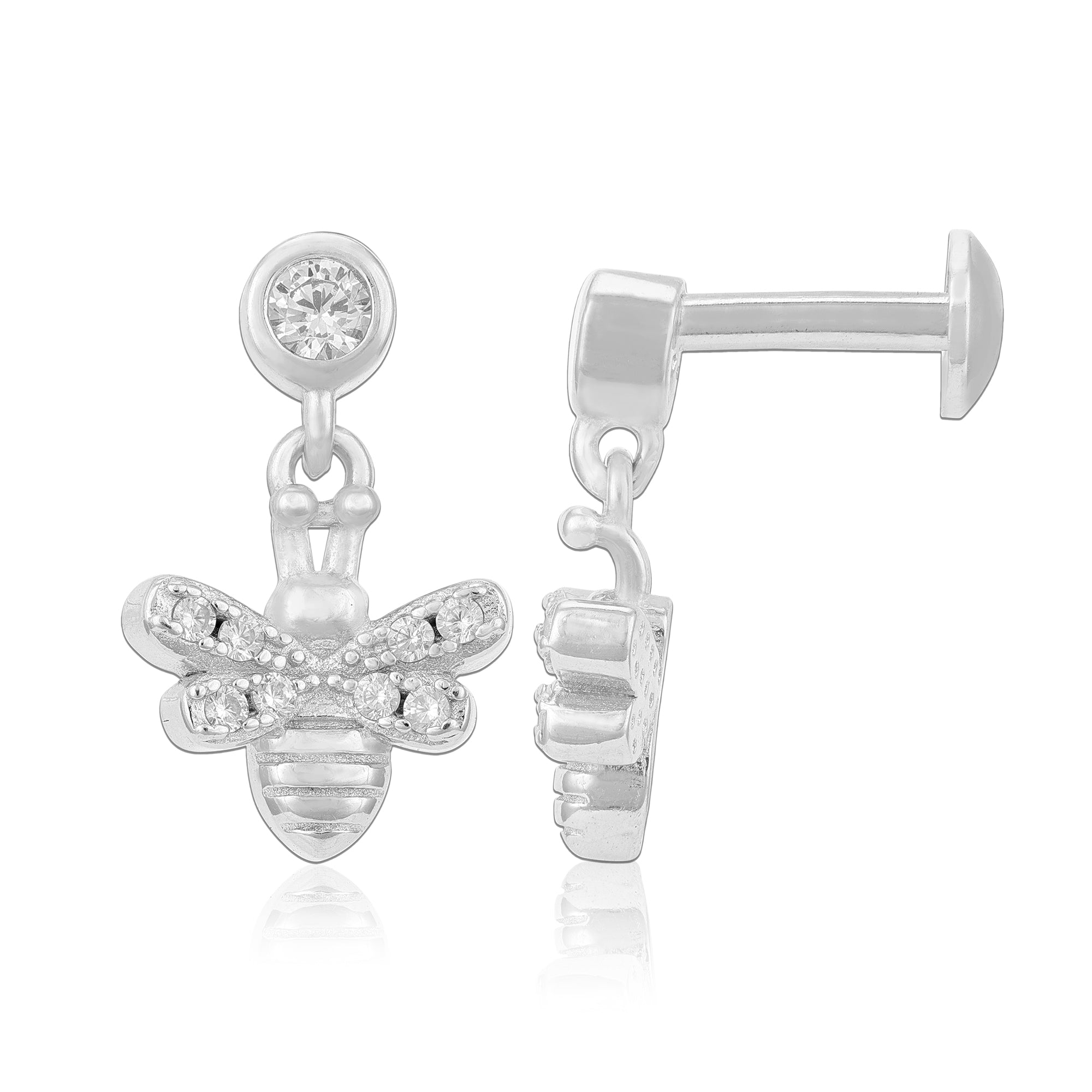 Graceful Honeybee Dangle 925 Sterling Silver Earring for Women