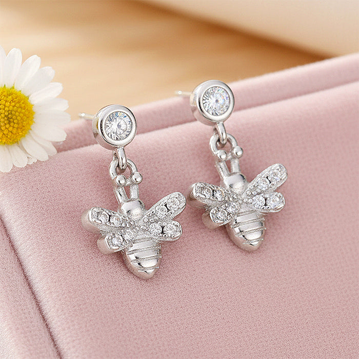 Graceful Honeybee Dangle 925 Sterling Silver Earring for Women