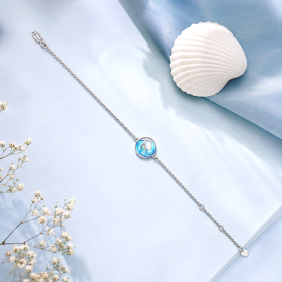 Graceful Ocean Crest Silver Beauty 925 Sterling Silver Bracelet for women