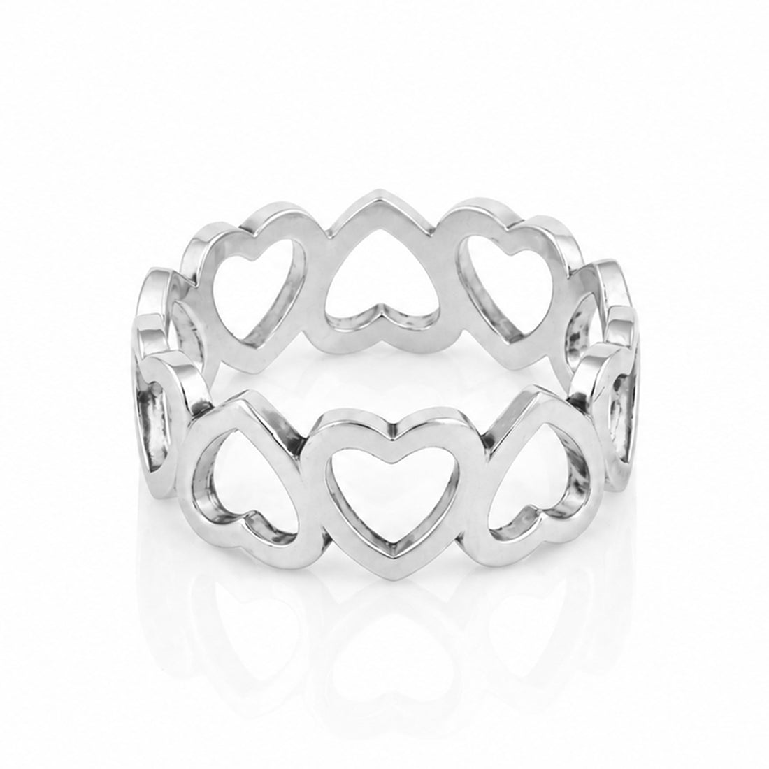 Graceful Open Heart Chain Elegance 925 Sterling Silver Ring for women