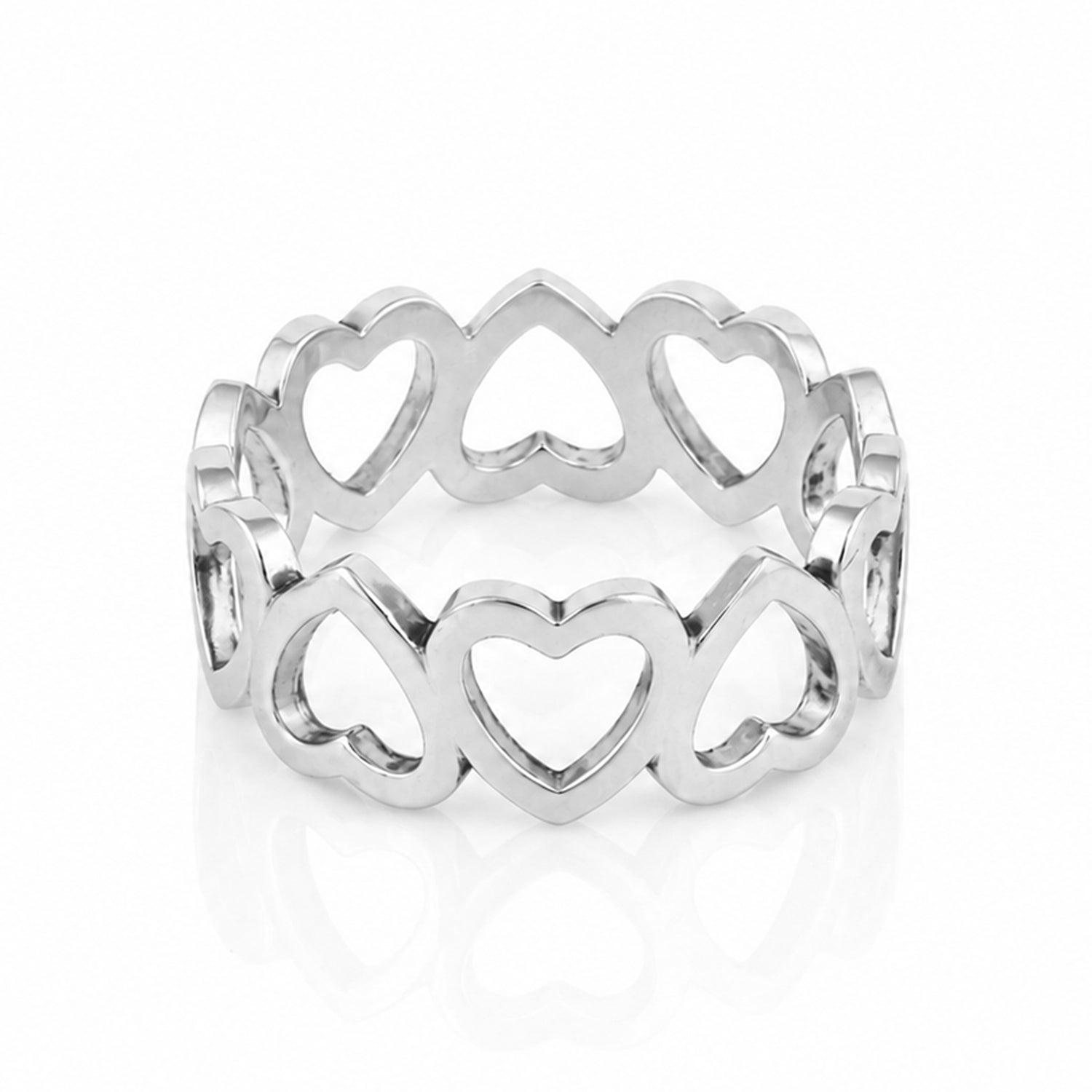 Graceful Open Heart Chain Elegance 925 Sterling Silver Ring for women