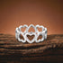 Graceful Open Heart Chain Elegance 925 Sterling Silver Ring for women