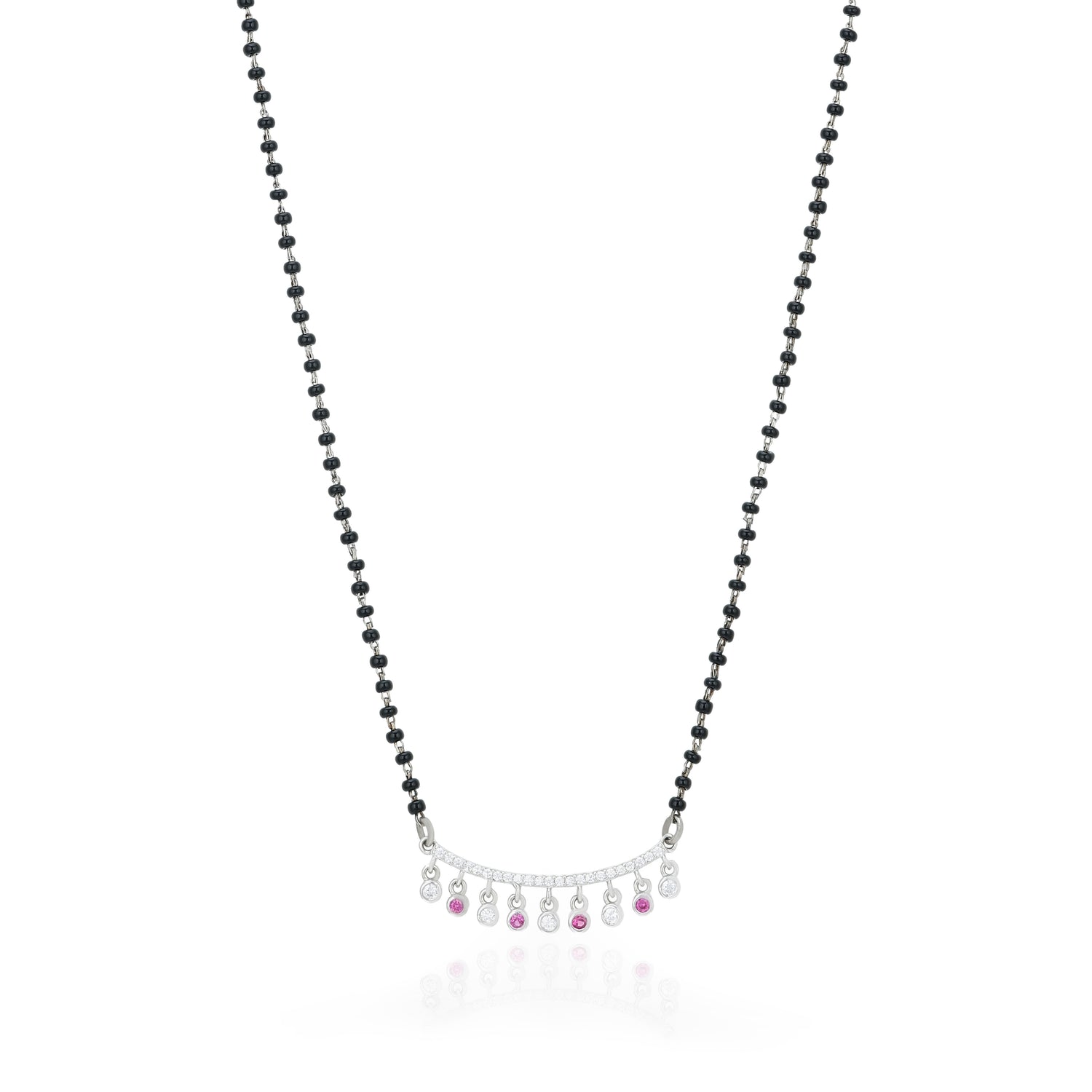 Graceful Pink Drops 925 Sterling Silver Mangalsutra Chain Pendant