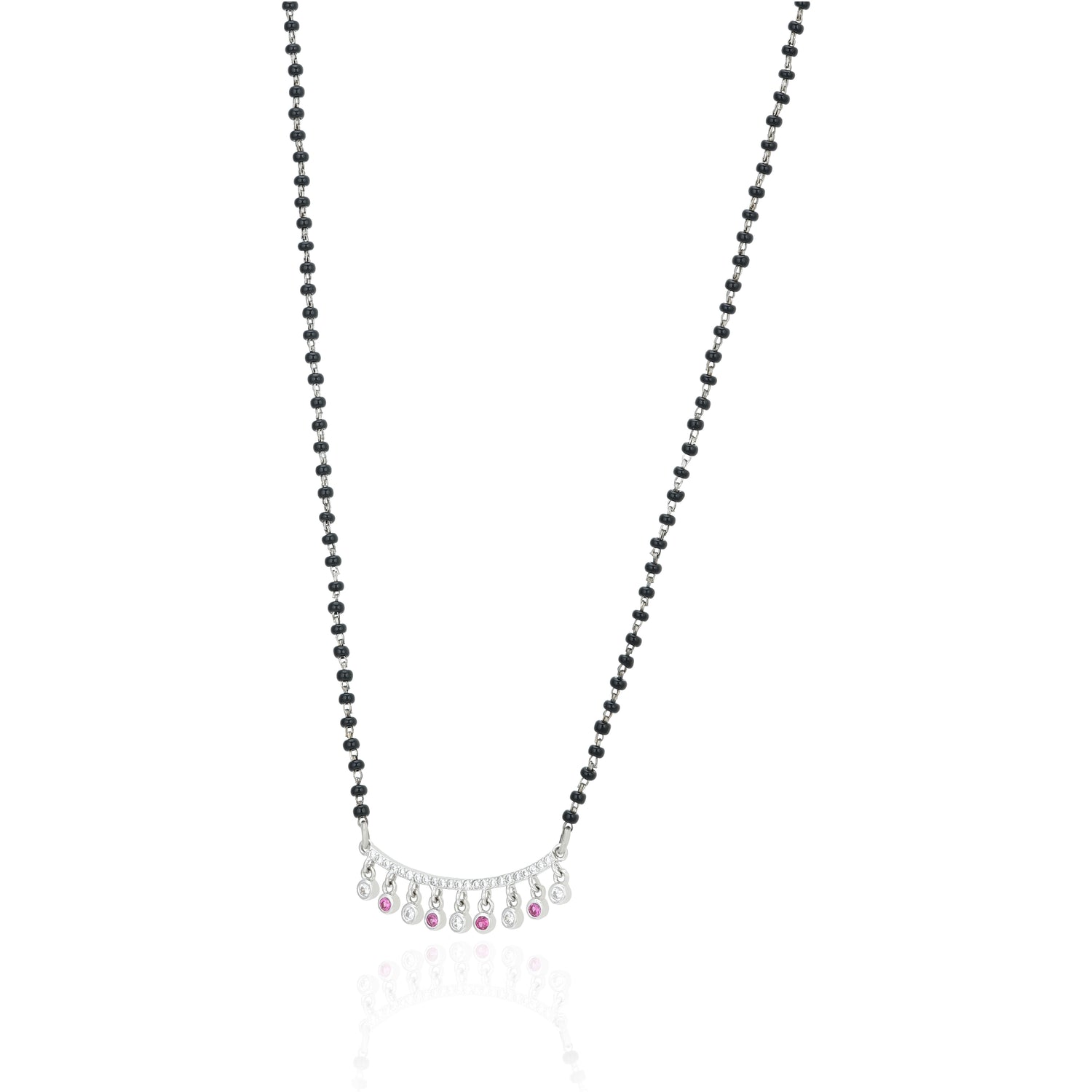 Graceful Pink Drops 925 Sterling Silver Mangalsutra Chain Pendant