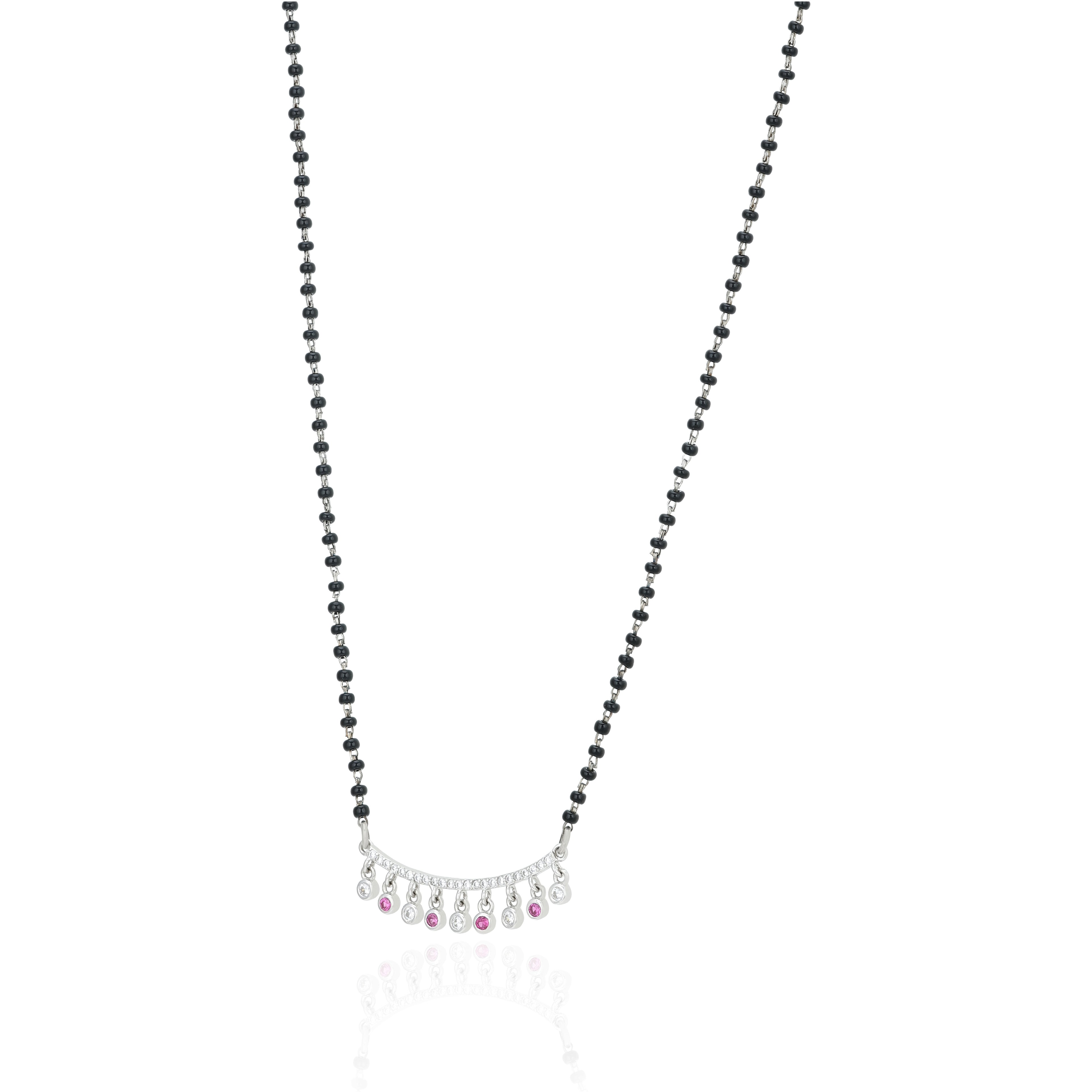 Graceful Pink Drops 925 Sterling Silver Mangalsutra Chain Pendant