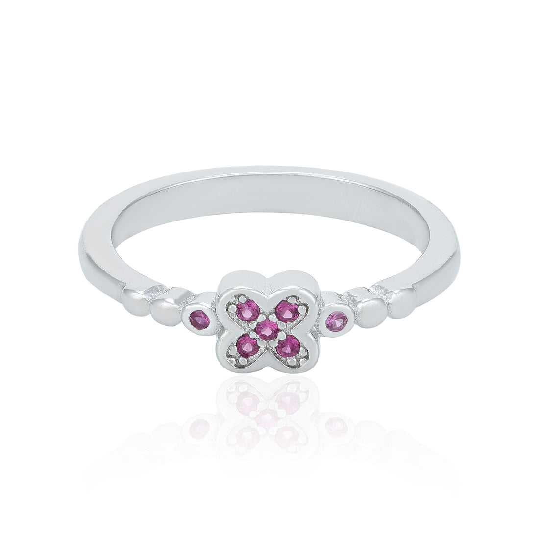 Graceful Pink Petal 925 Sterling Silver Ring for Women