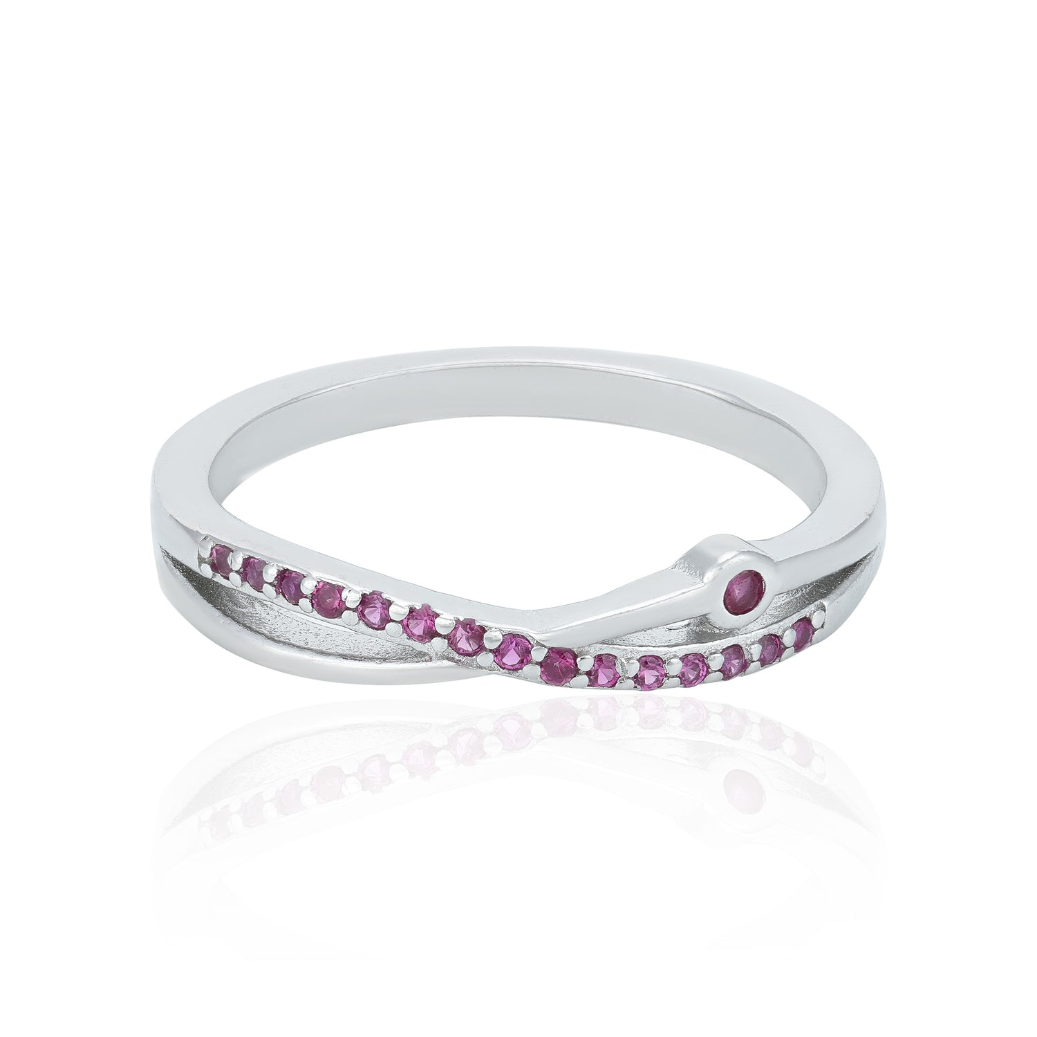 Graceful Pink Twist 925 Sterling Silver Rings for Women